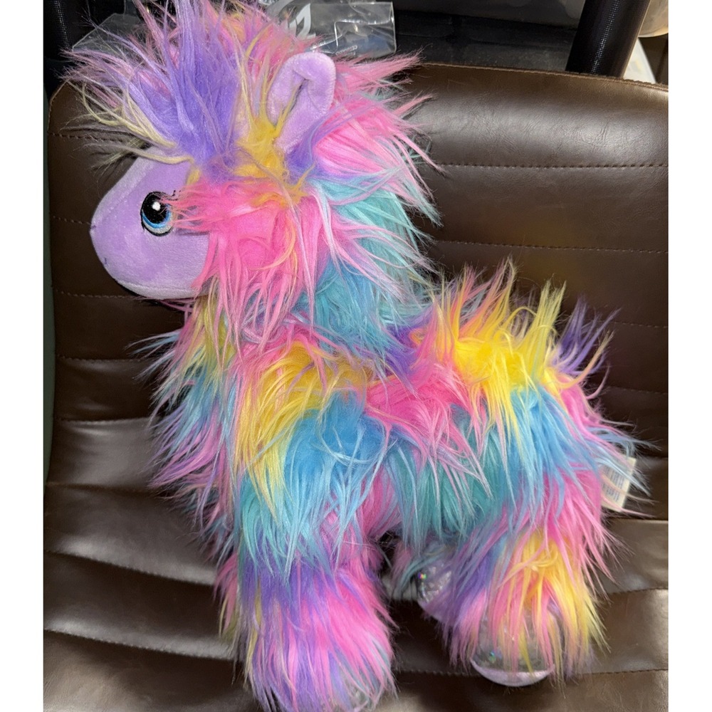 Build a Bear Furbulous Llama Rainbow Shaggy Fur Plush 2020 15"